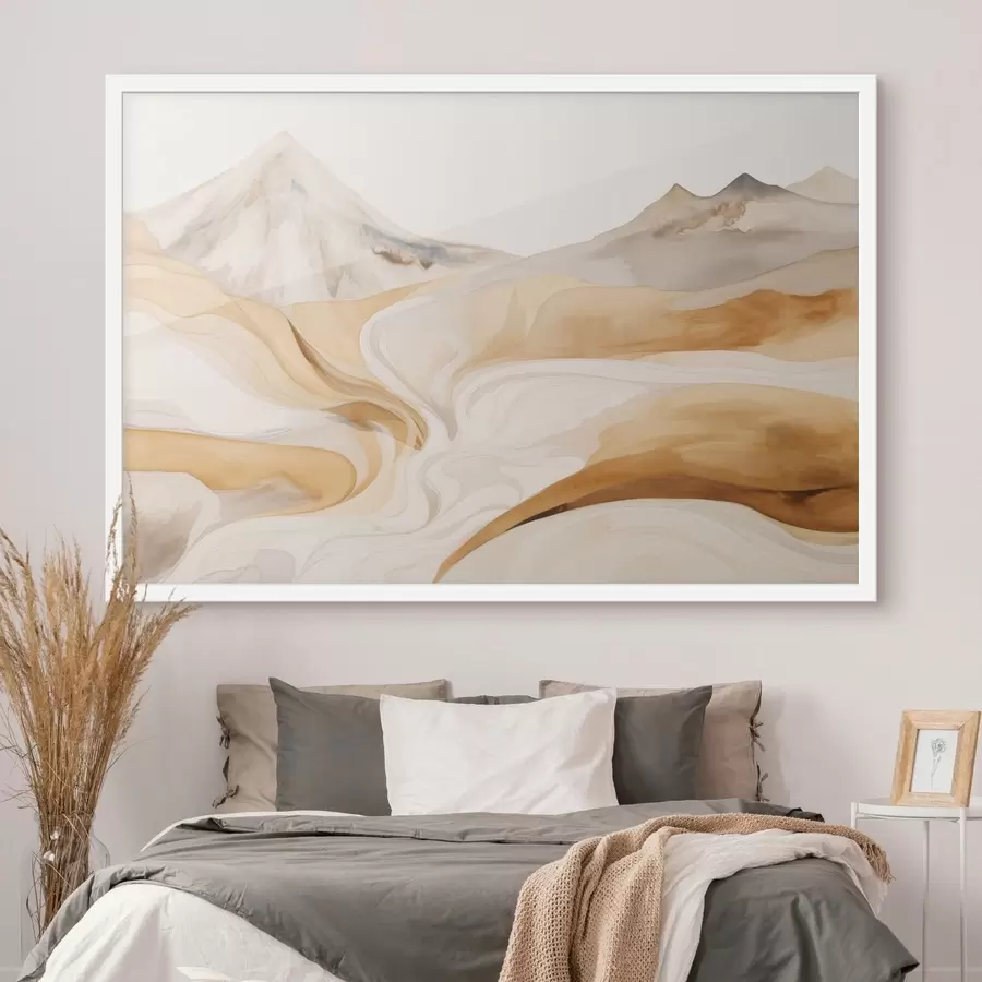 carta da parati Paesaggio stilizzato con montagne e linee sinuose nr. f48626