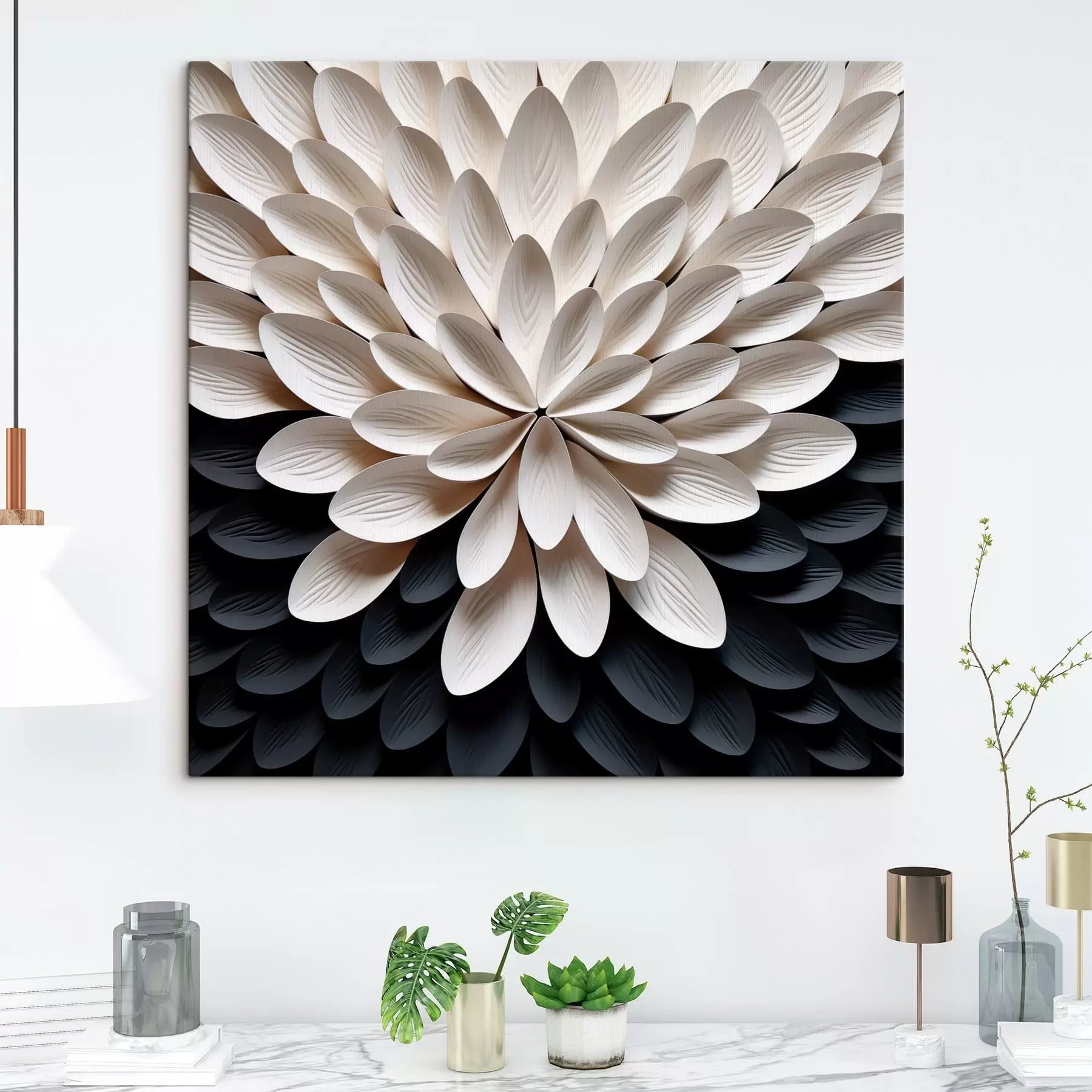 carta da parati Fiore astratto composto da numerosi petali sottili e sovrapposti nr. s48605