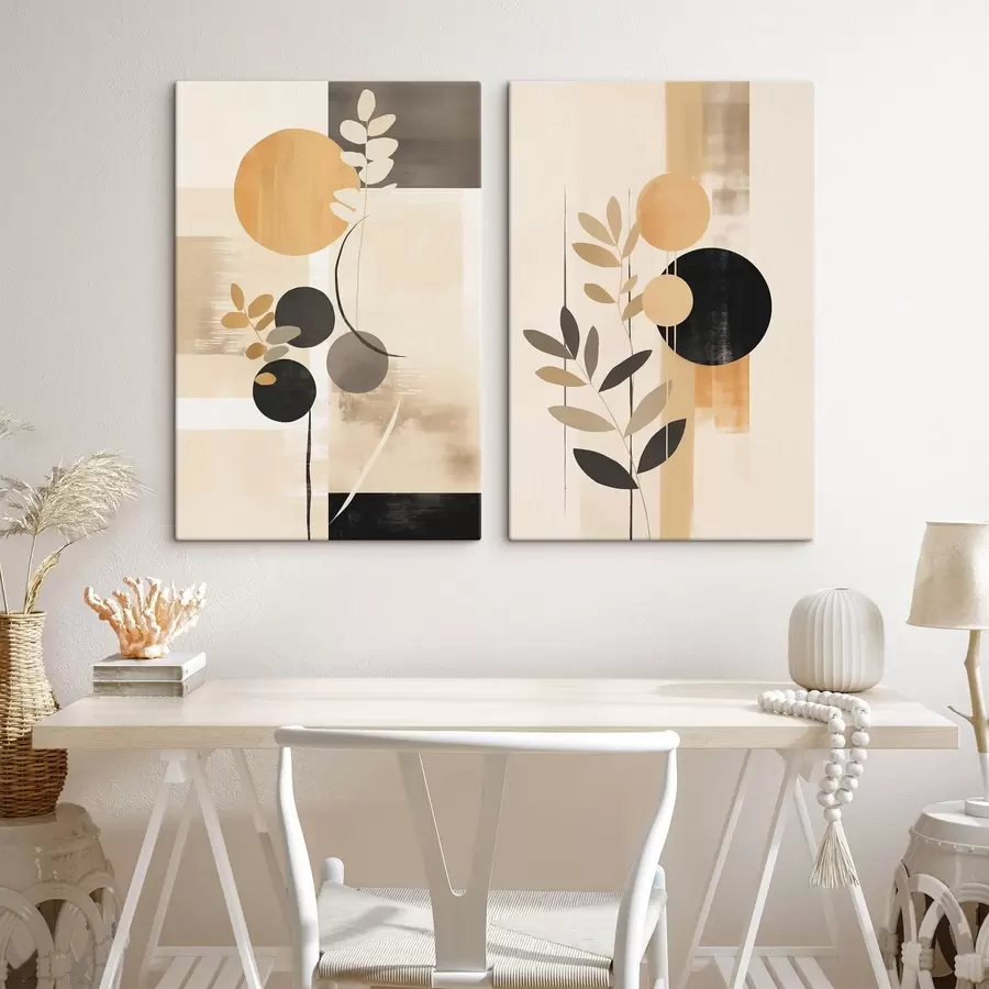 carta da parati Astrazioni con foglie e cerchi nr. m30133