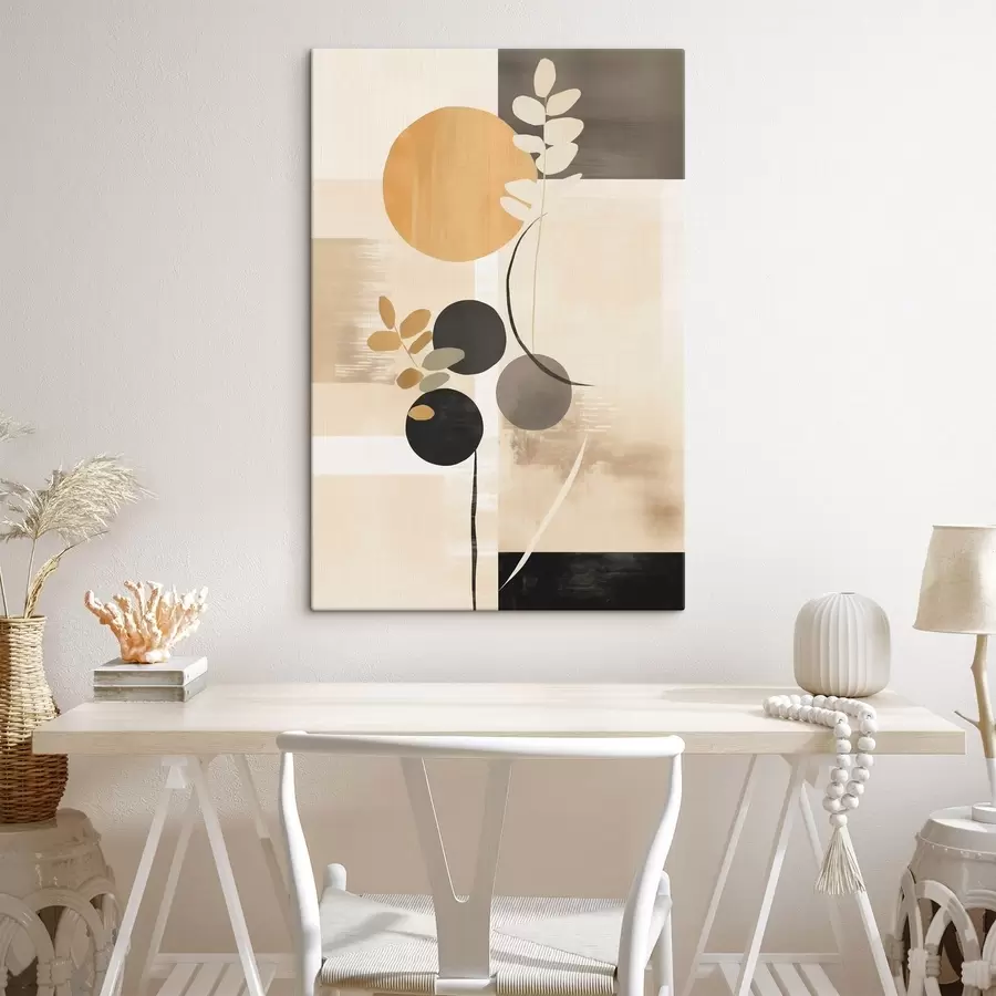 carta da parati Un'astrazione con foglie e cerchi nr. s48612