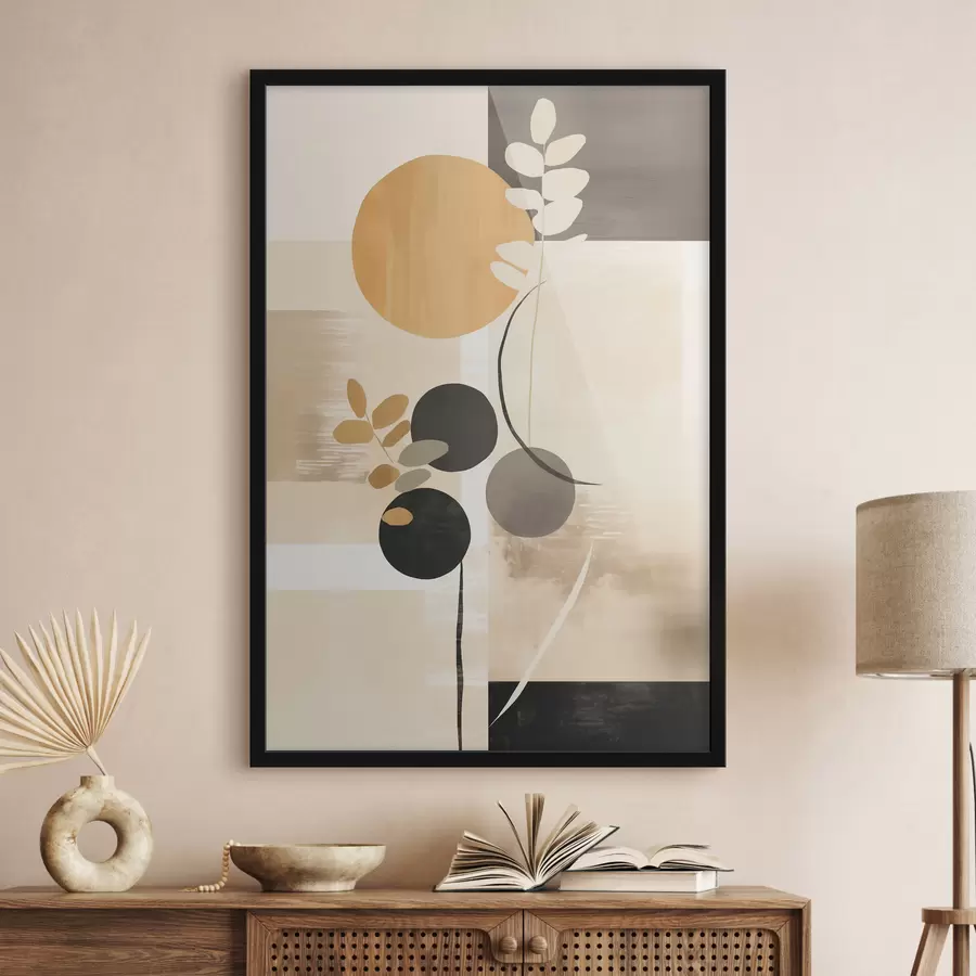 carta da parati Un'astrazione con foglie e cerchi nr. f48612