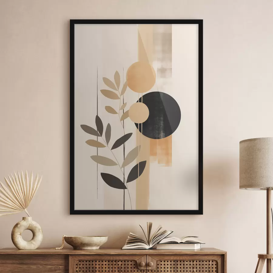 carta da parati Un'astrazione con foglie e cerchi nr. f48613