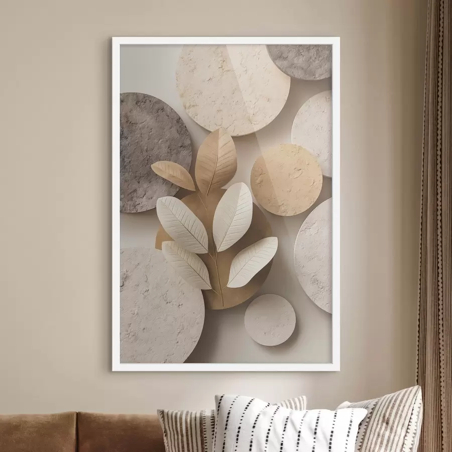 carta da parati Una composizione con foglie e cerchi nr. f48691