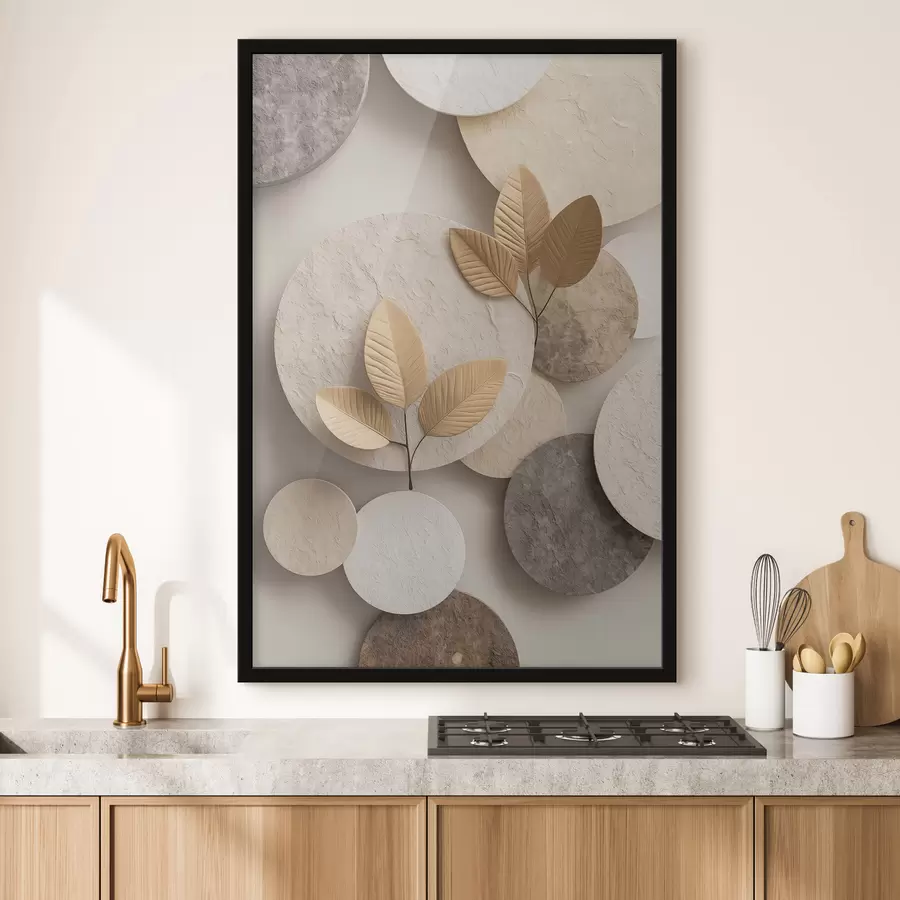 carta da parati Una composizione con foglie e cerchi nr. f48692