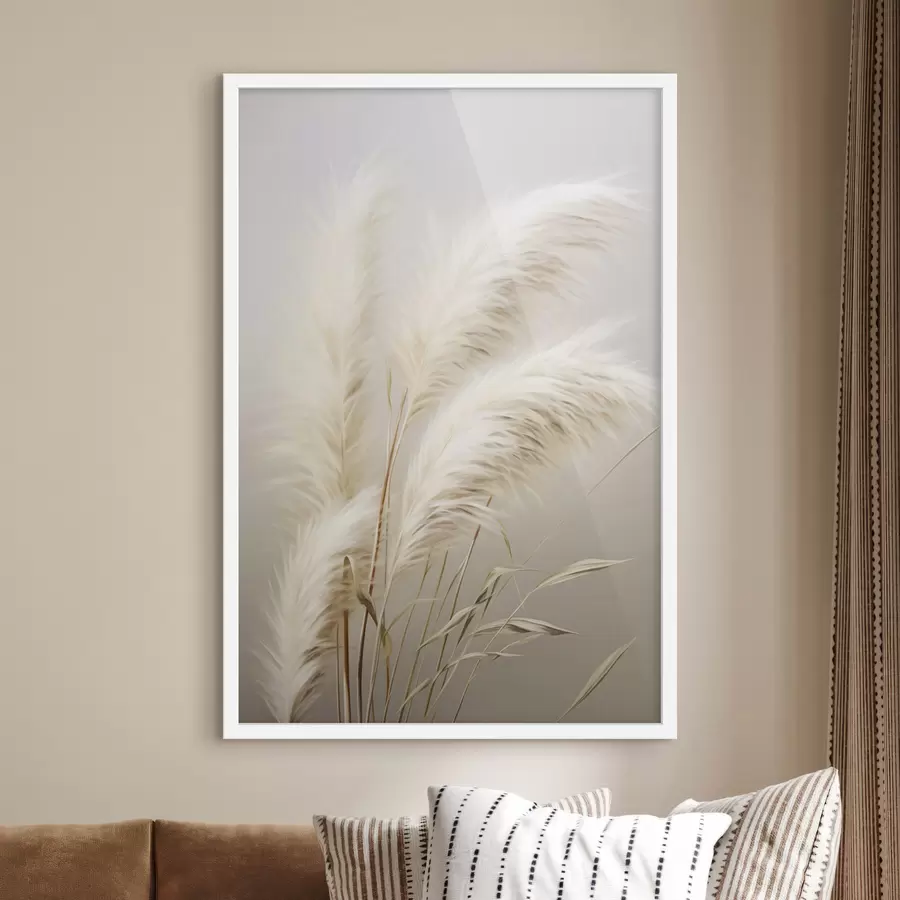 carta da parati Diversi esemplari di erba della pampa, alti e piumosi, con foglie lunghe e sottili nr. f48724