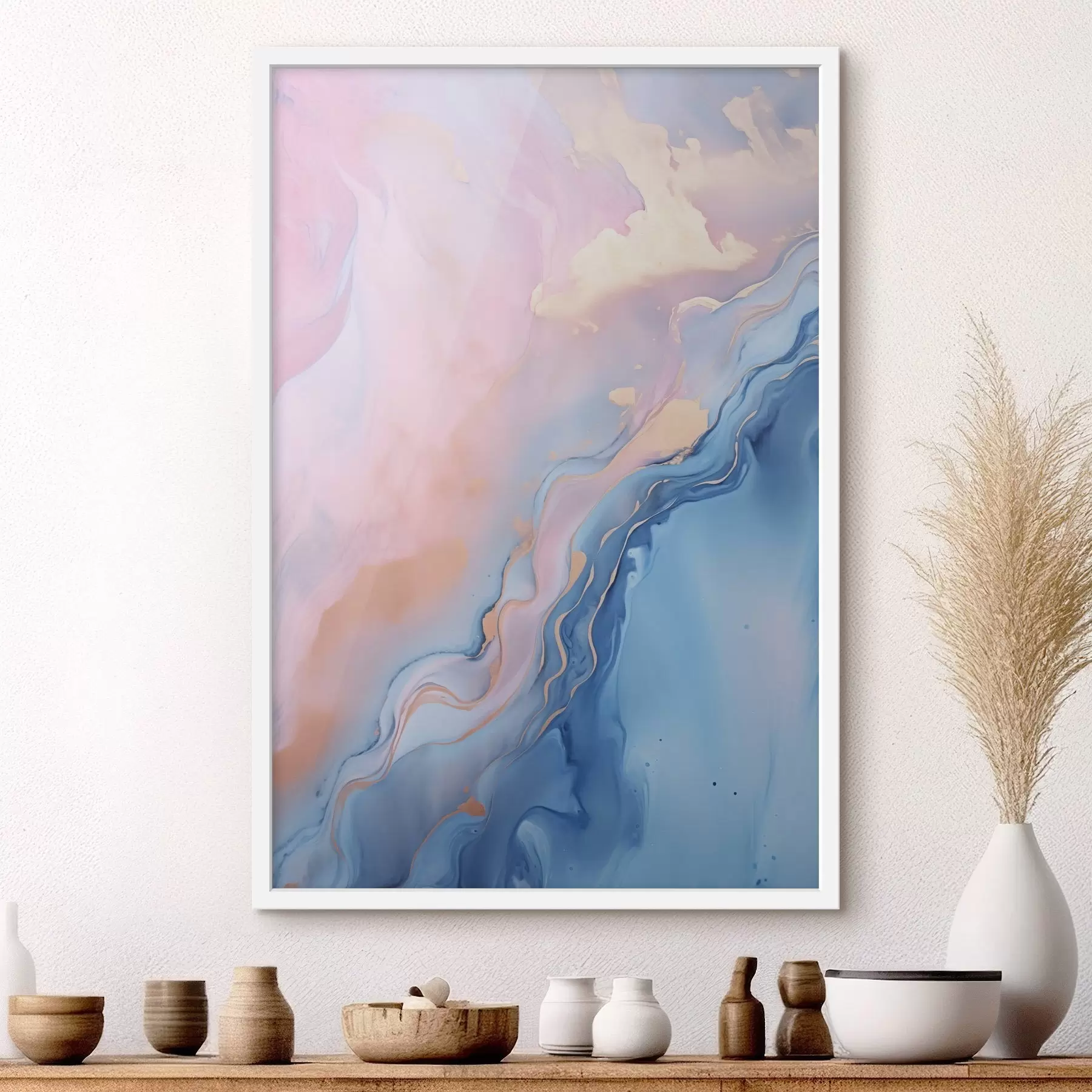 carta da parati Arte fluida astratta e materica con motivi vorticosi nei toni del rosa e del blu nr. f48729