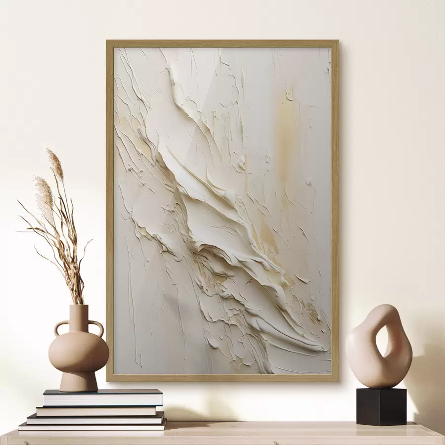 carta da parati Dipinto astratto con texture nei toni del crema e del beige, arte minimalista nr. f48737