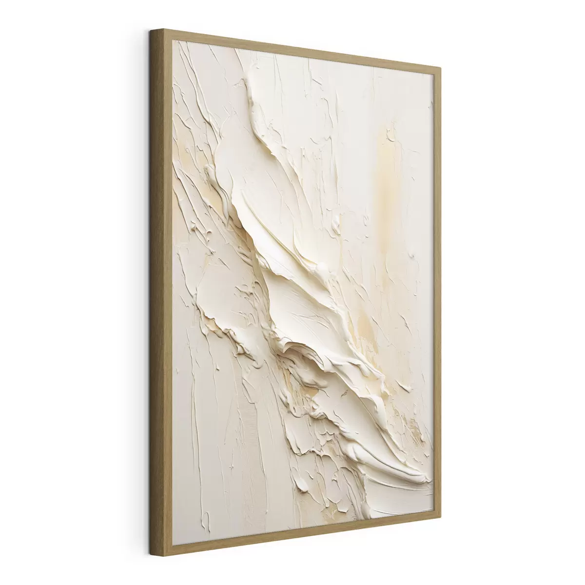 Poster Dipinto astratto con texture nei toni del crema e del beige, arte minimalista f48737