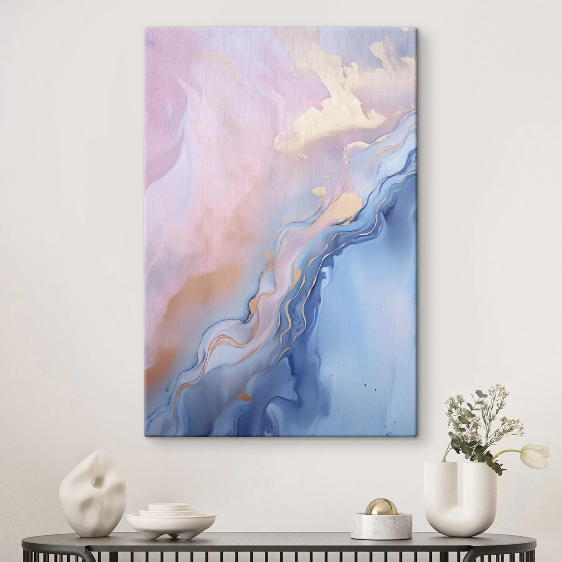 carta da parati Arte fluida astratta e materica con motivi vorticosi nei toni del rosa e del blu nr. s48729