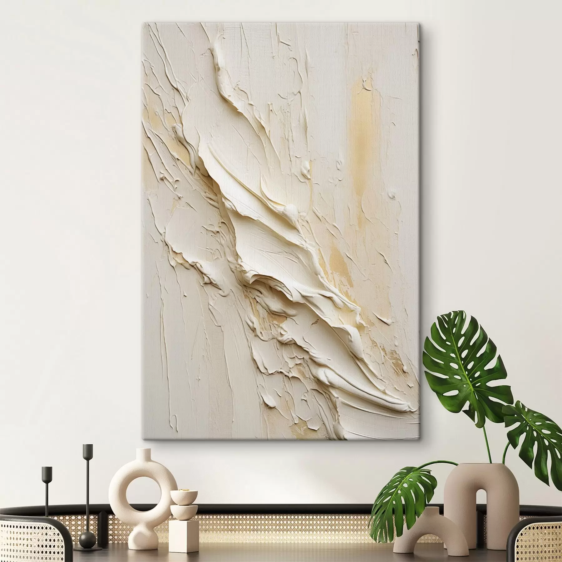carta da parati Dipinto astratto con texture nei toni del crema e del beige, arte minimalista nr. s48737