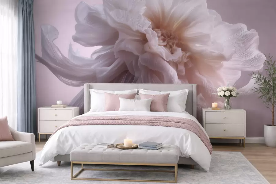 Carta da parati Floreale Fiori di seta voluminosi nei delicati toni del rosa e del beige n. w09809