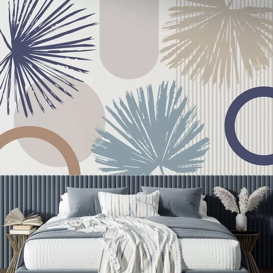 Carta da parati Tropici della Foresta Astrazione con sagome vegetali e geometriche n. w05505v1