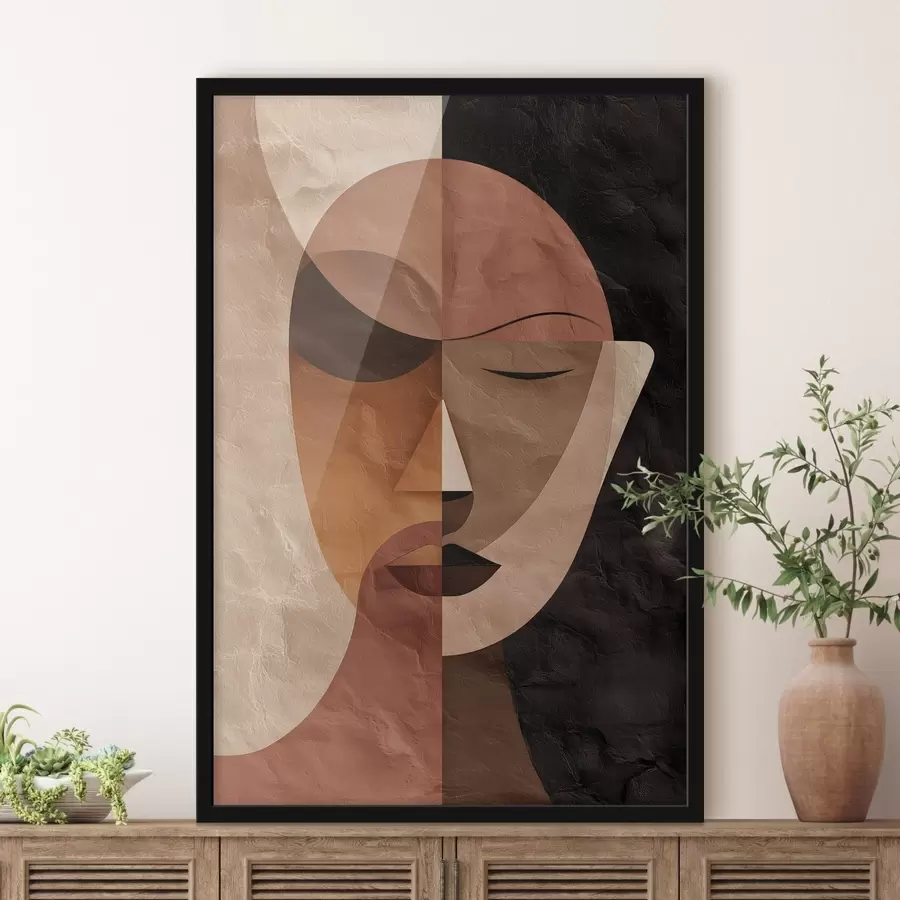 carta da parati un volto astratto dai toni del caffè nr. f48777