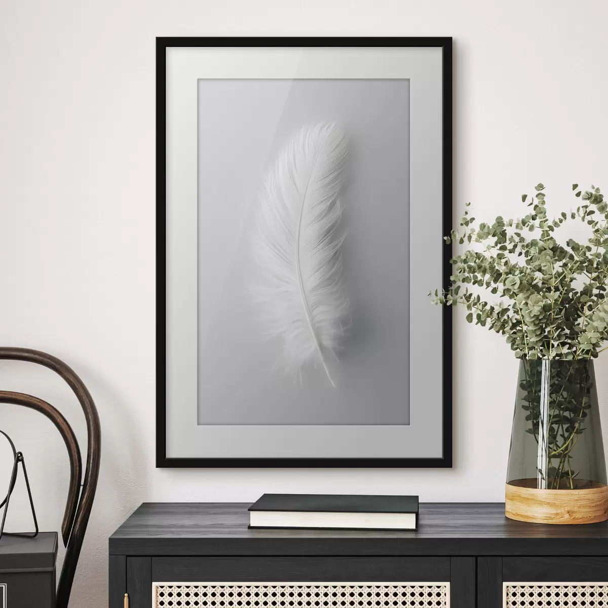 Poster un'elegante piuma di cigno f48782