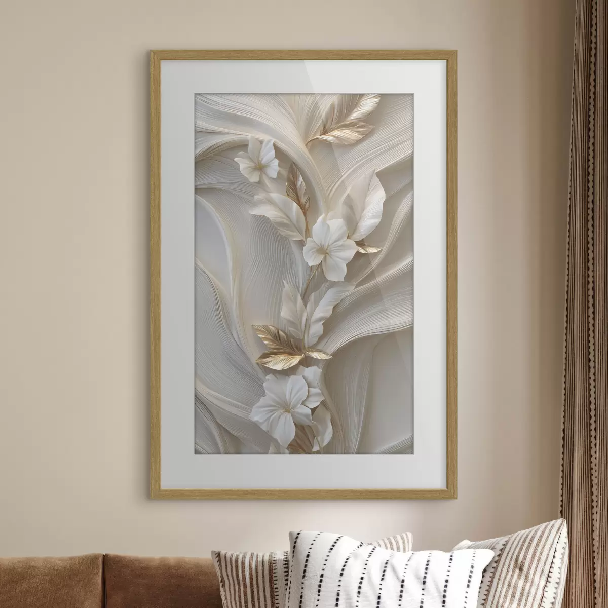 Poster una raffinata riproduzione di foglie, trame e fiori tridimensionali f48787