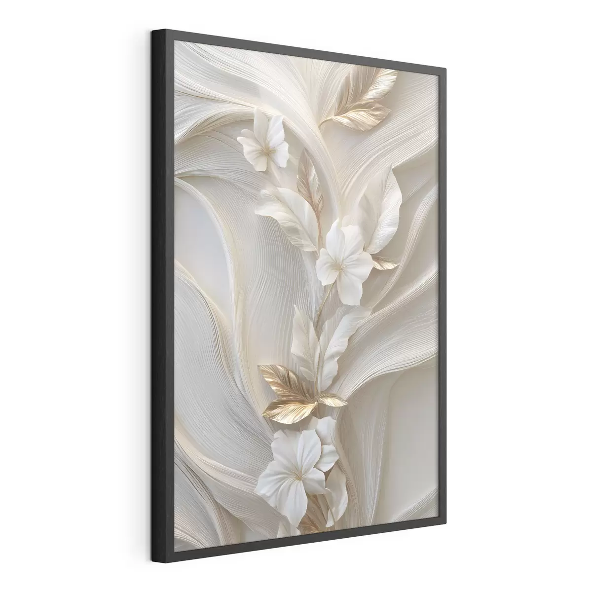 Poster una raffinata riproduzione di foglie, trame e fiori tridimensionali f48787