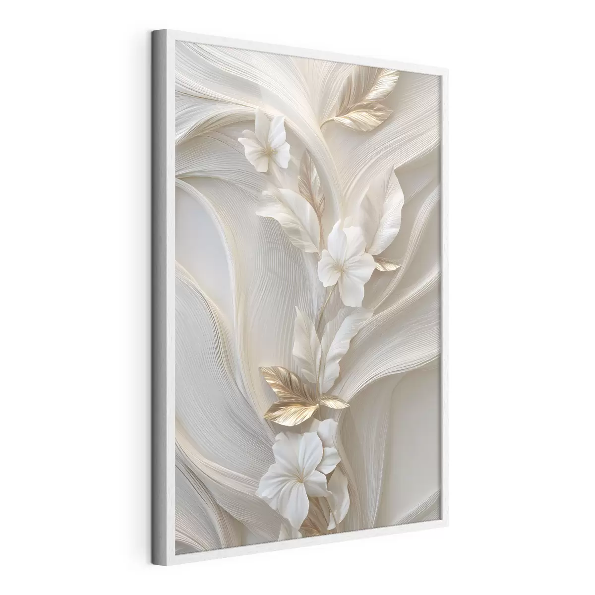 Poster una raffinata riproduzione di foglie, trame e fiori tridimensionali f48787