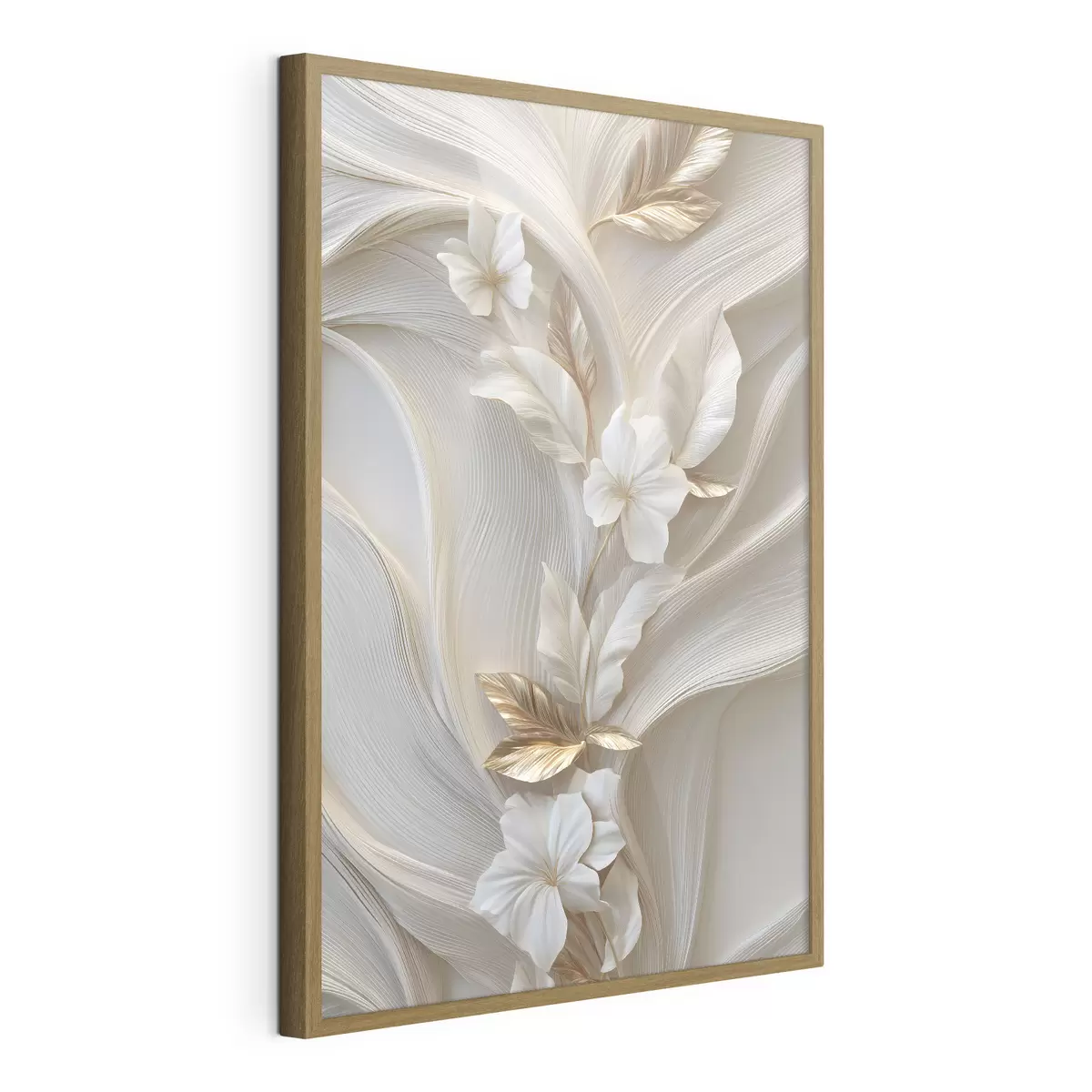 Poster una raffinata riproduzione di foglie, trame e fiori tridimensionali f48787