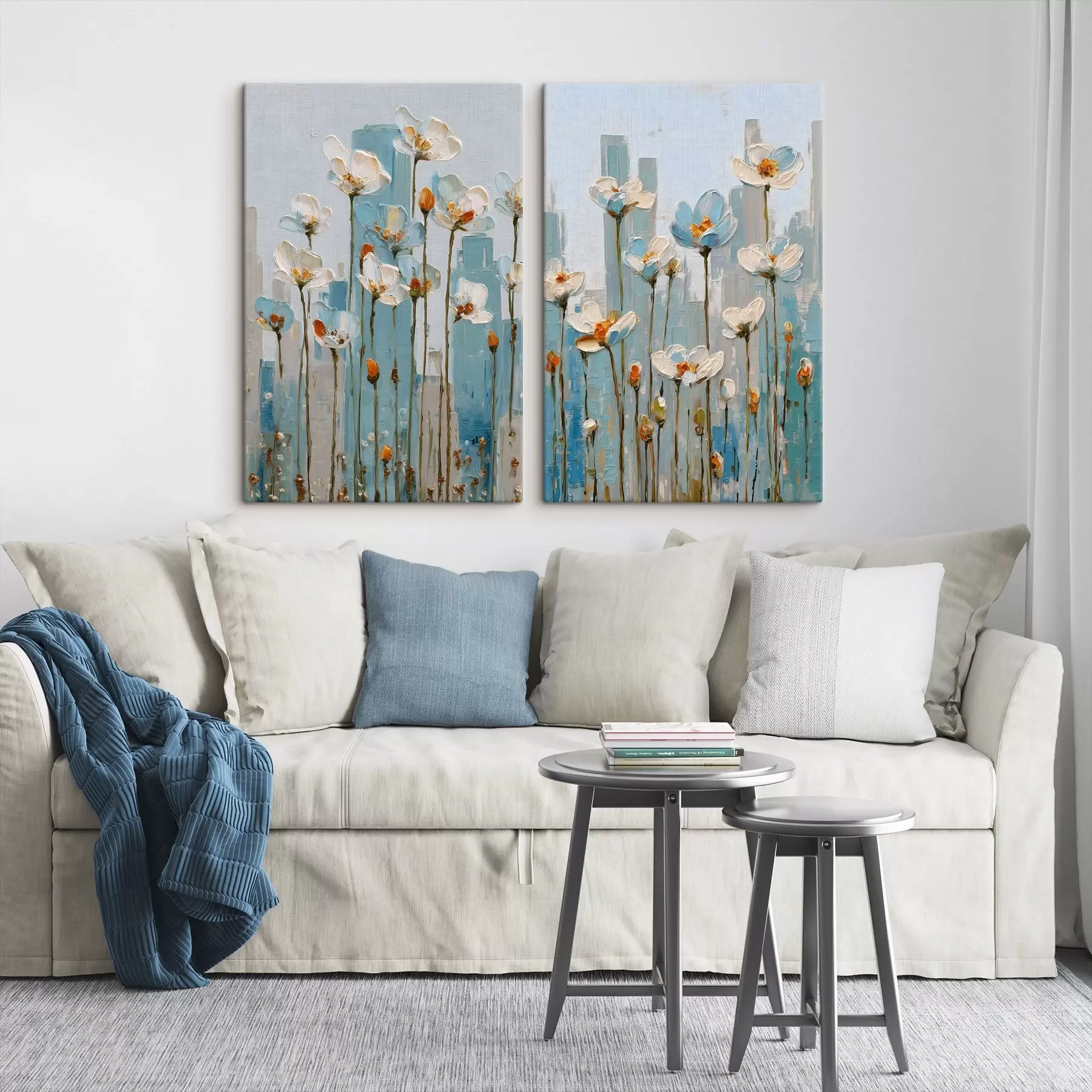 carta da parati fiori sullo sfondo della città, in stile pittura a olio nr. m30333