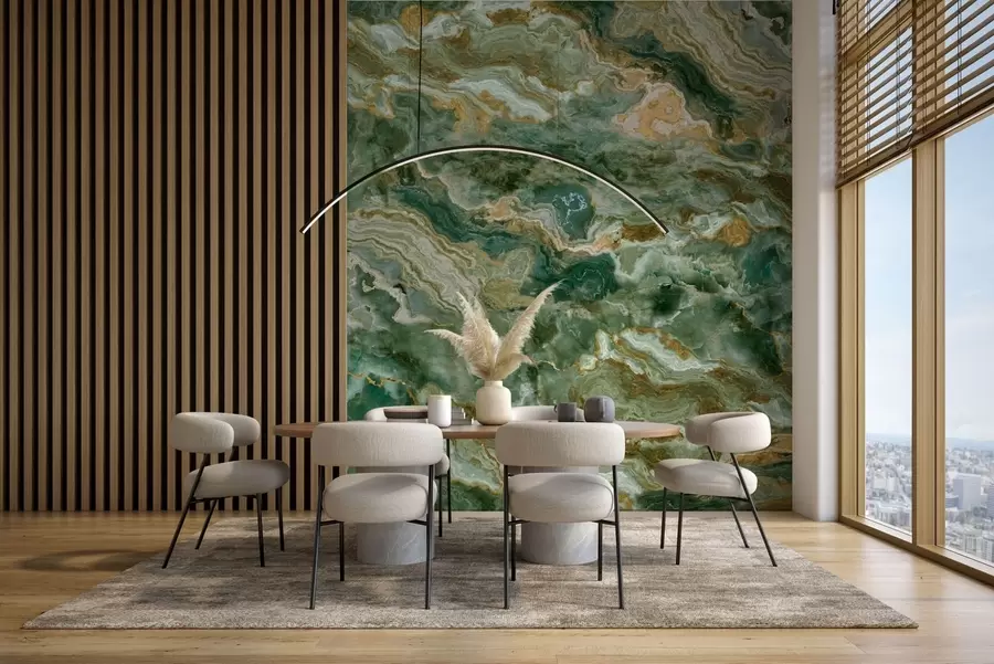 carta da parati Struttura in onice verde con venature sinuose a strati nr. w05429