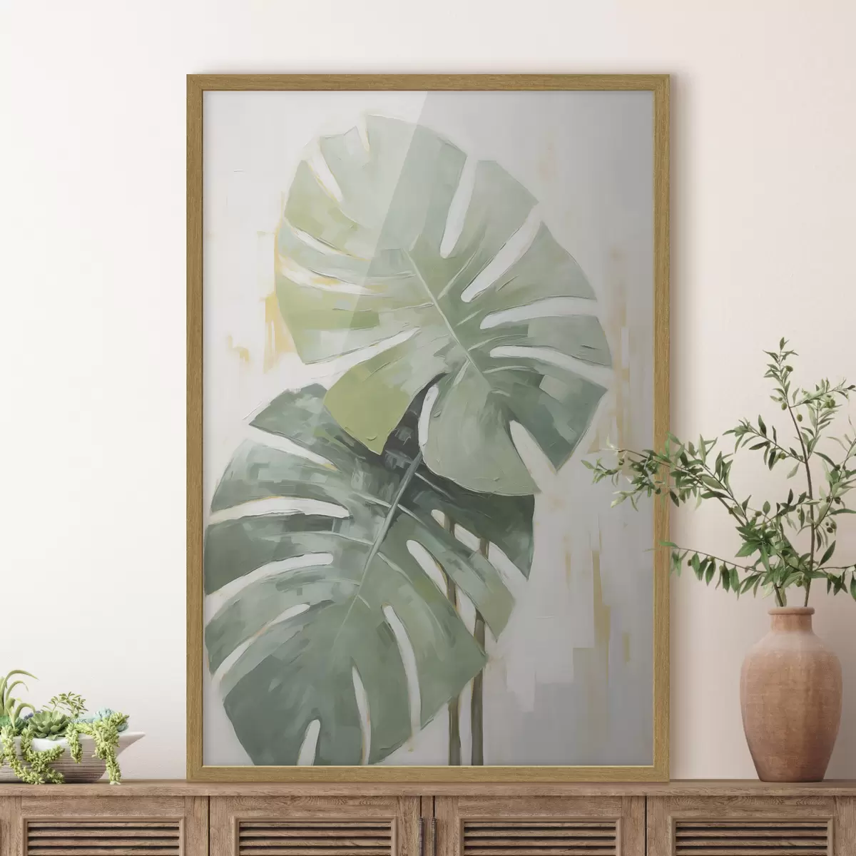 Poster Pittura a imitazione di foglie tropicali f48763