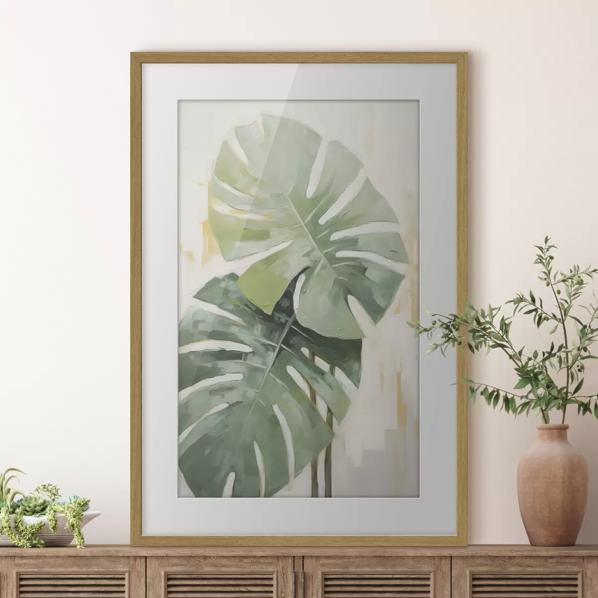 Poster Pittura a imitazione di foglie tropicali f48763