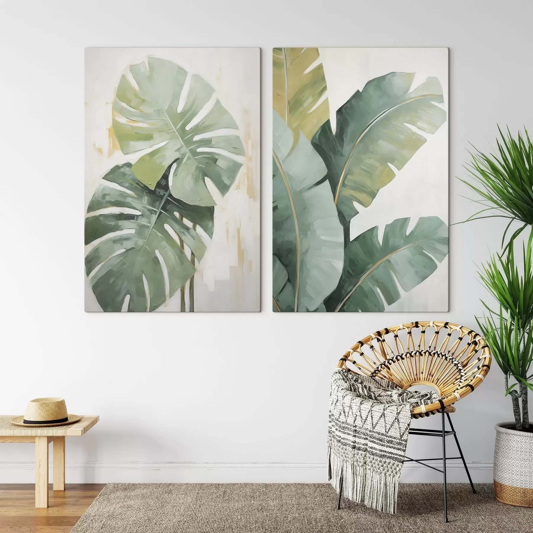 carta da parati Pittura a imitazione di foglie tropicali nr. m30338