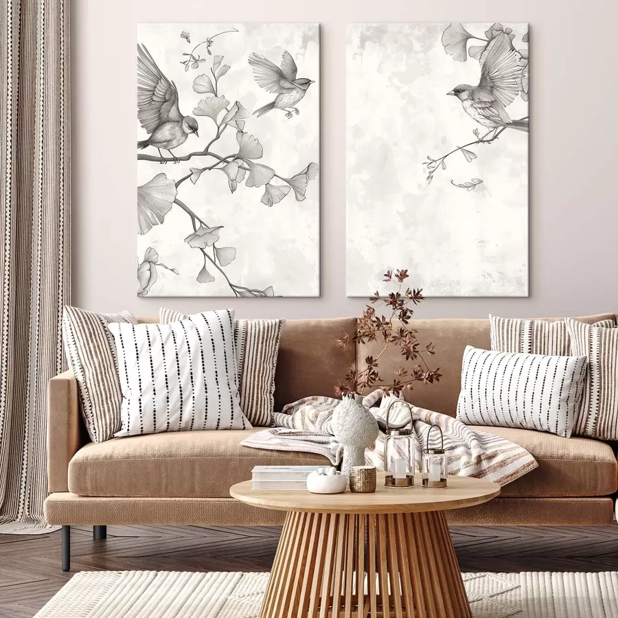 carta da parati Uccelli sui rami di ginkgo nr. m30380