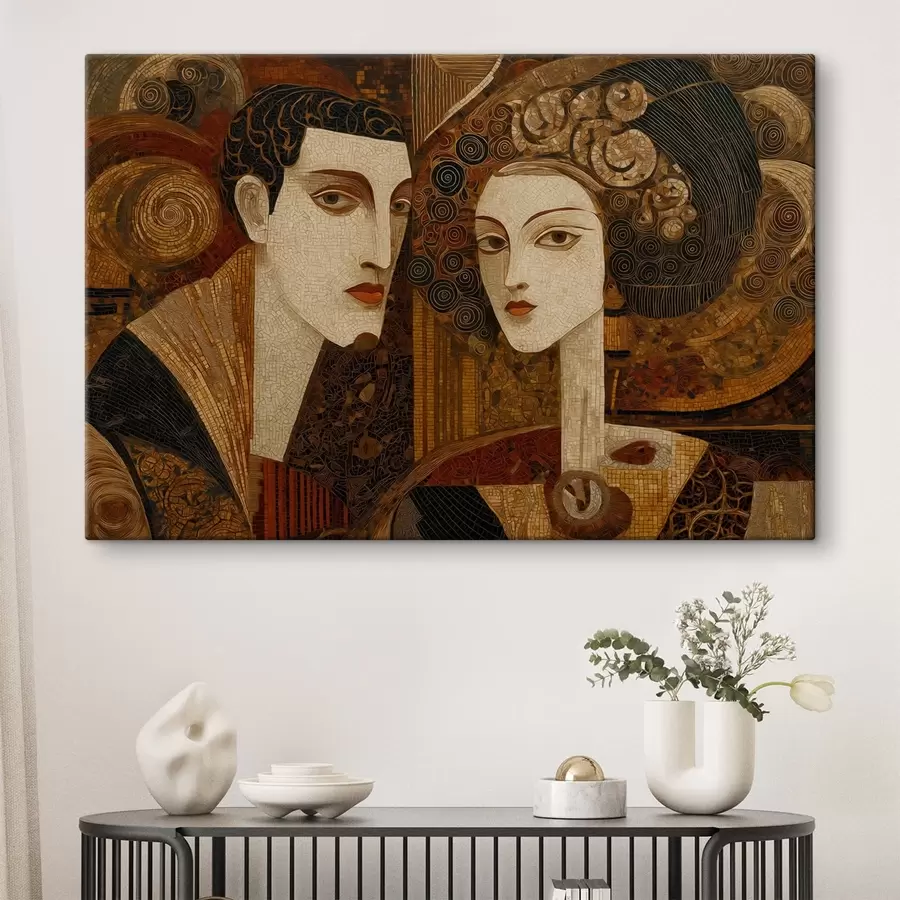 carta da parati Coppia in stile mosaico, ritratto astratto nr. s48933