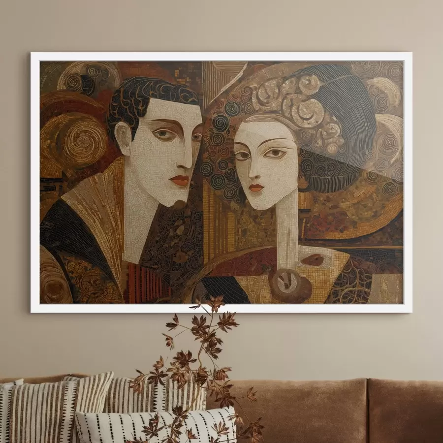 carta da parati Coppia in stile mosaico, ritratto astratto nr. f48933