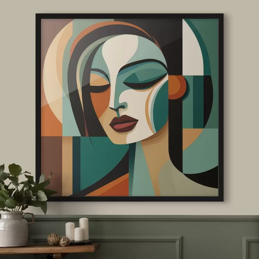 carta da parati Ritratto femminile in stile geometrico nr. f48952