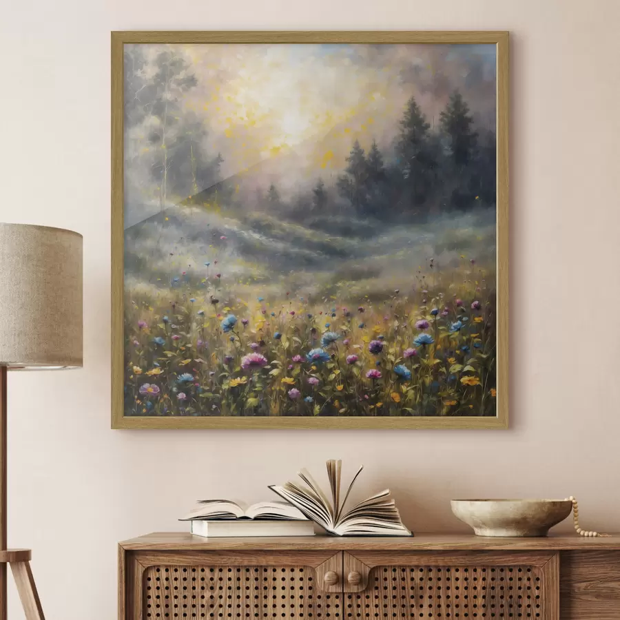 carta da parati Campo di fiori in stile impressionista in una luce calda nr. f48802