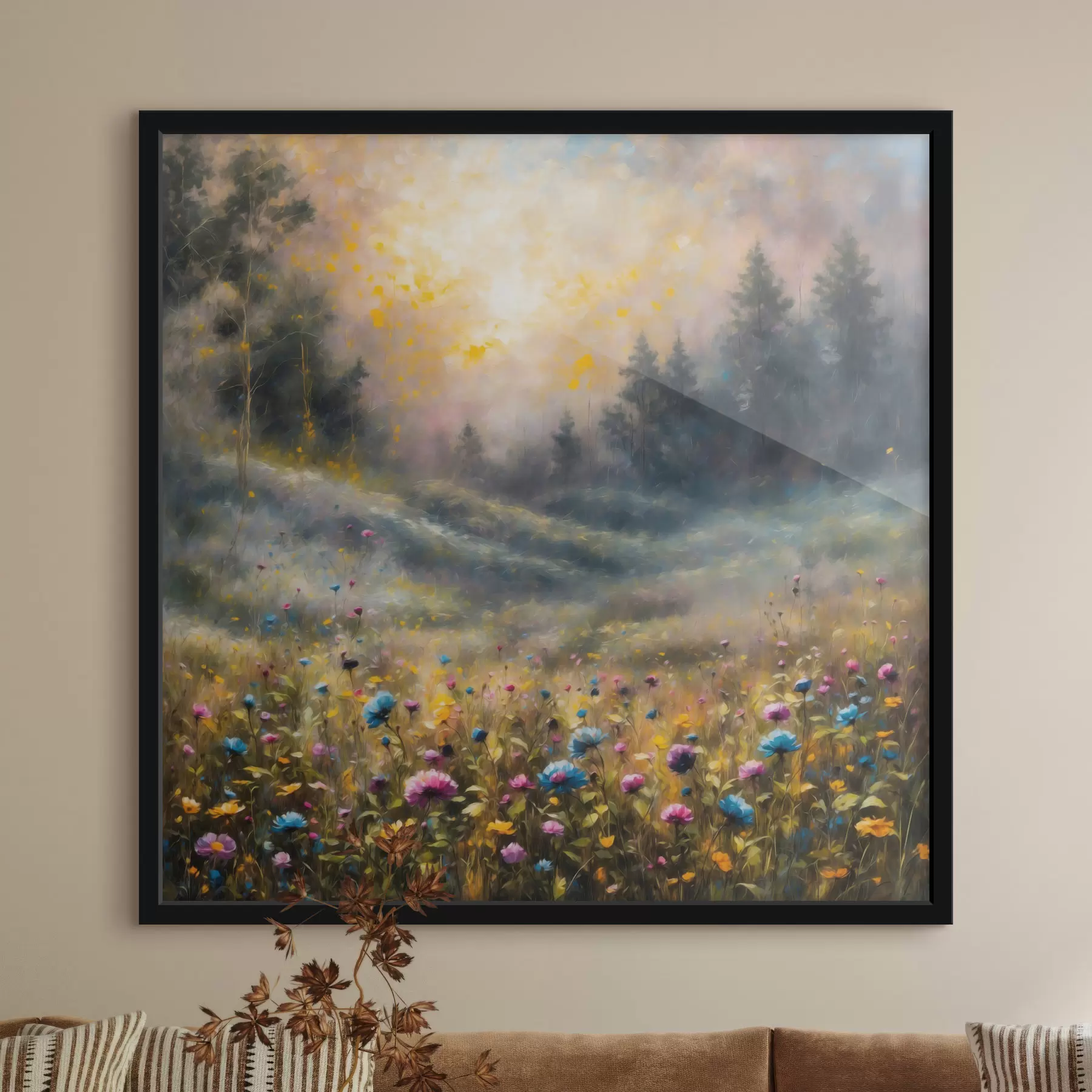 carta da parati Campo di fiori in stile impressionista in una luce calda nr. f48802