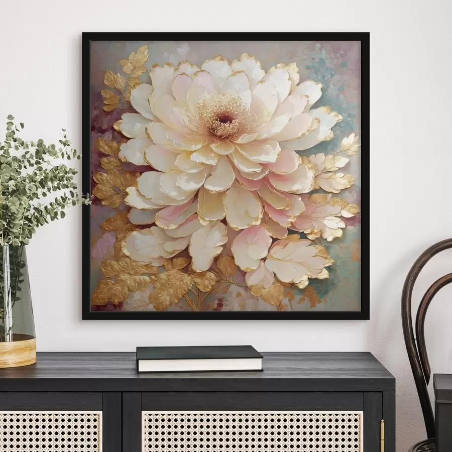 carta da parati Fiore in stile chinoiserie con foglie e dettagli decorati nr. f48804