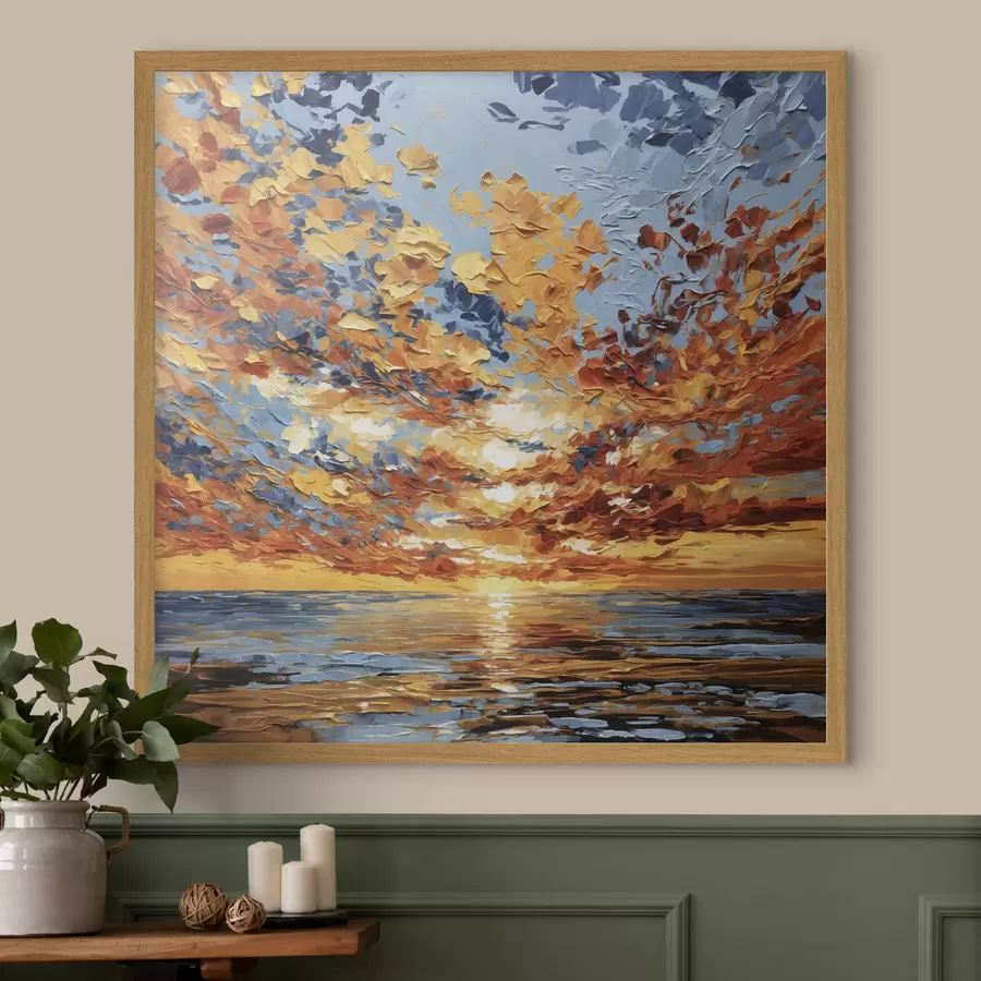 carta da parati Tramonto spettacolare sul mare in stile impasto nr. f48810
