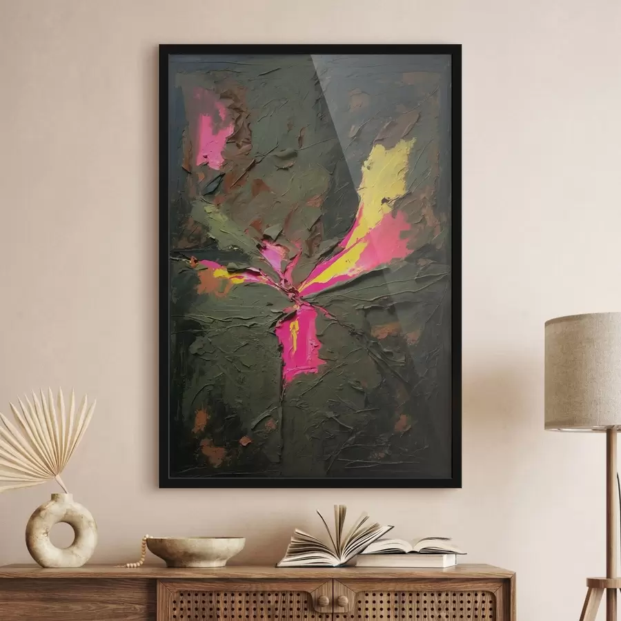 carta da parati Composizione astratta in stile impasto con accenti vivaci nr. f48826