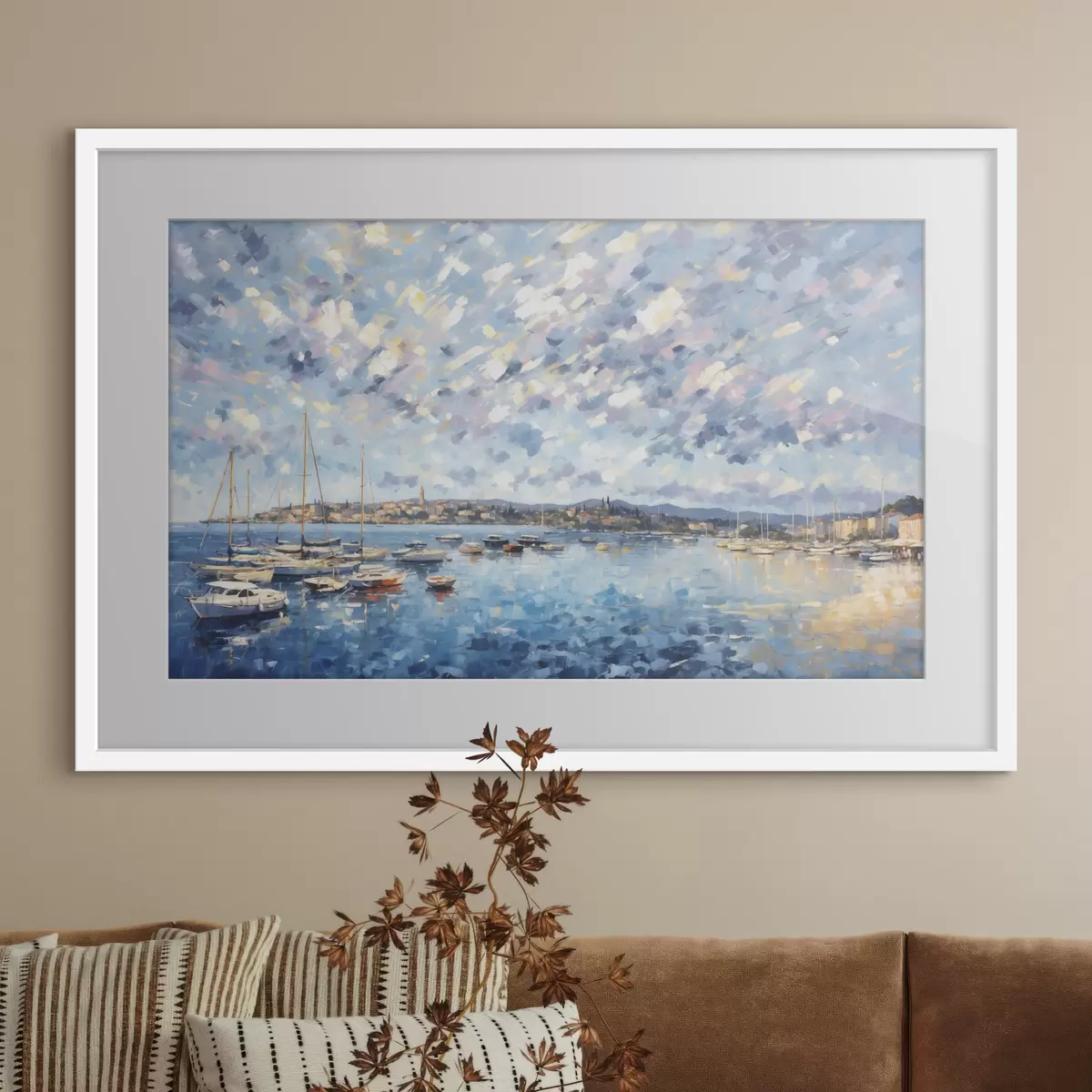 Poster Porto impressionista con barche e città f48831