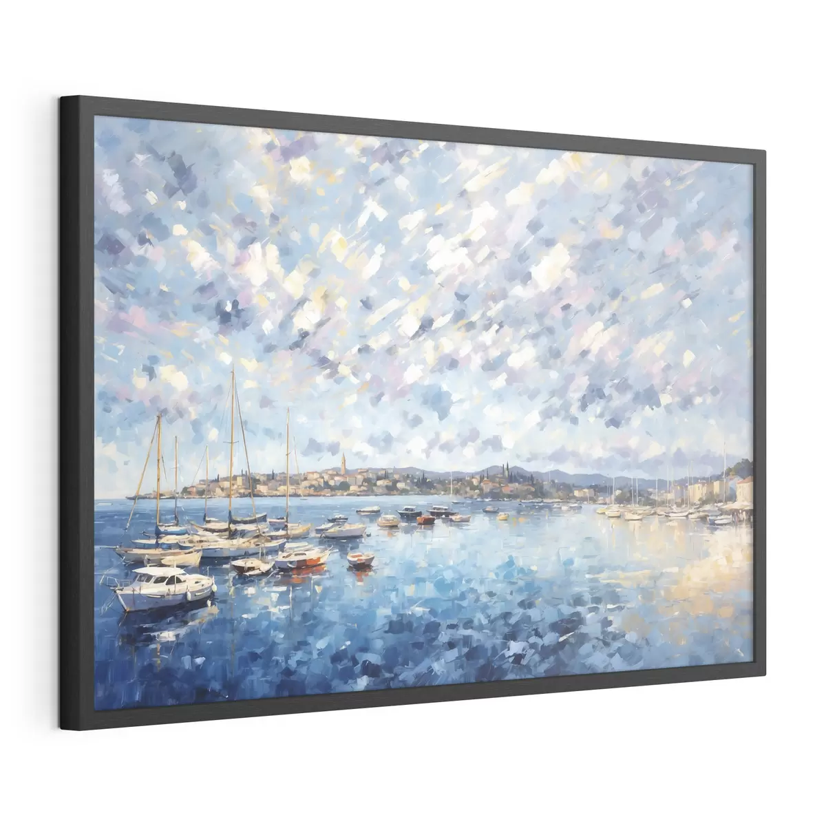 Poster Porto impressionista con barche e città f48831