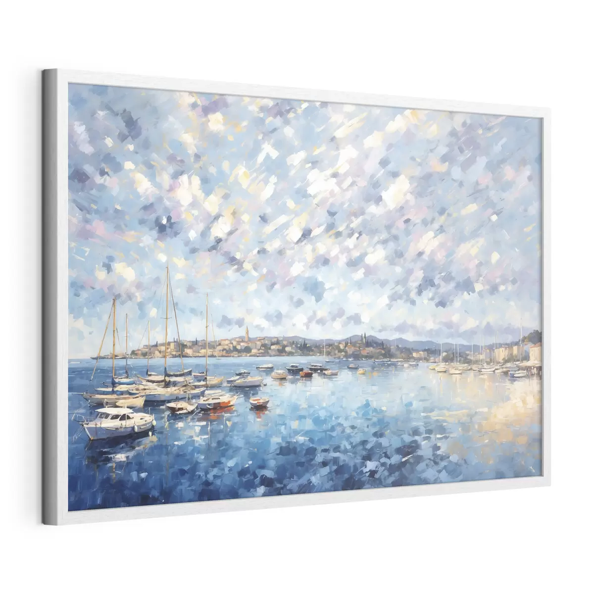Poster Porto impressionista con barche e città f48831