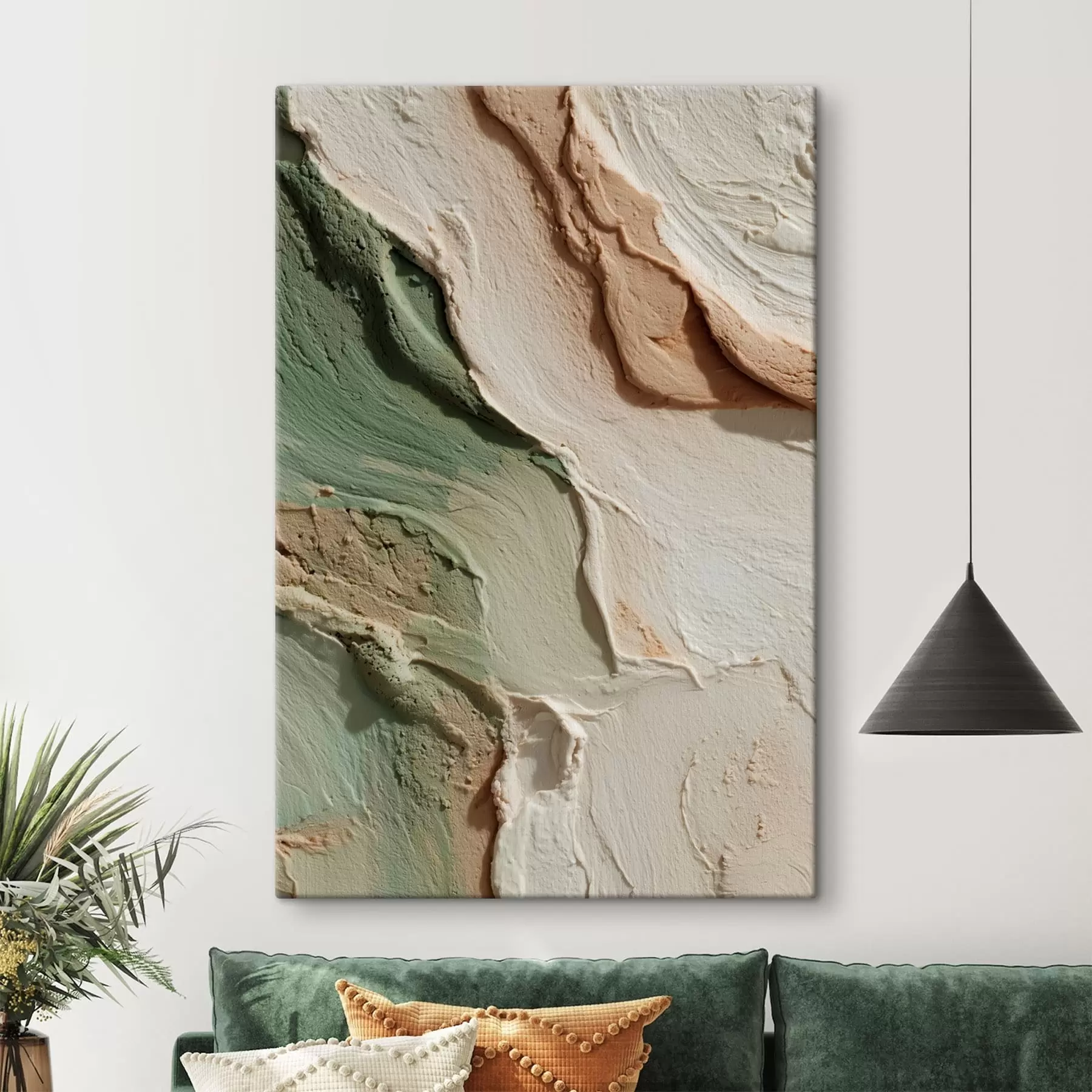carta da parati Texture in stile impasto in tonalità di beige e verde nr. s48799