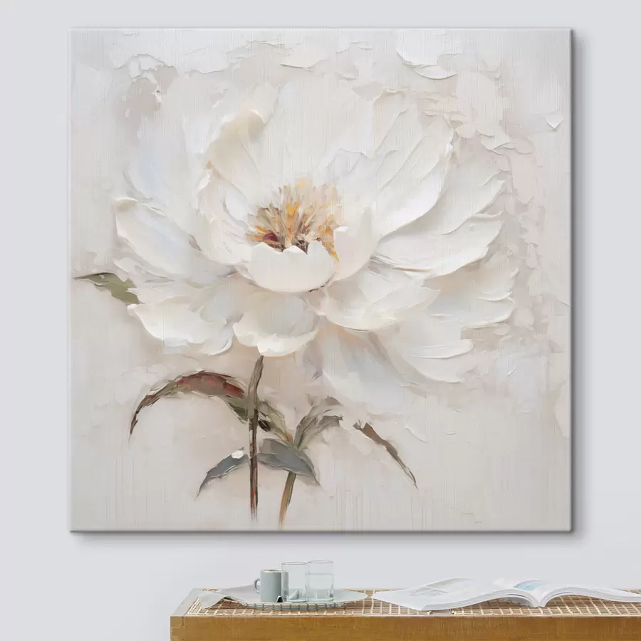 carta da parati Fiore bianco in stile impasto con pennellate morbide nr. s48801