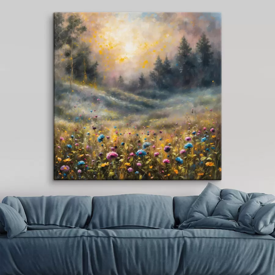 carta da parati Campo di fiori in stile impressionista in una luce calda nr. s48802