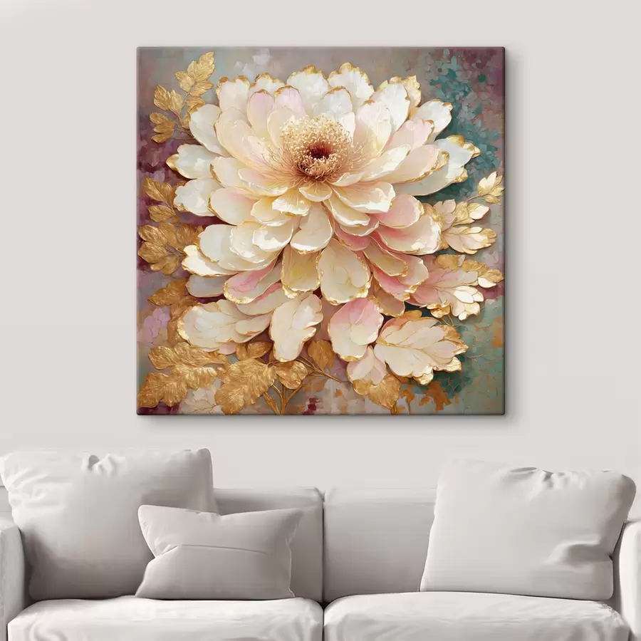 carta da parati Fiore in stile chinoiserie con foglie e dettagli decorati nr. s48804