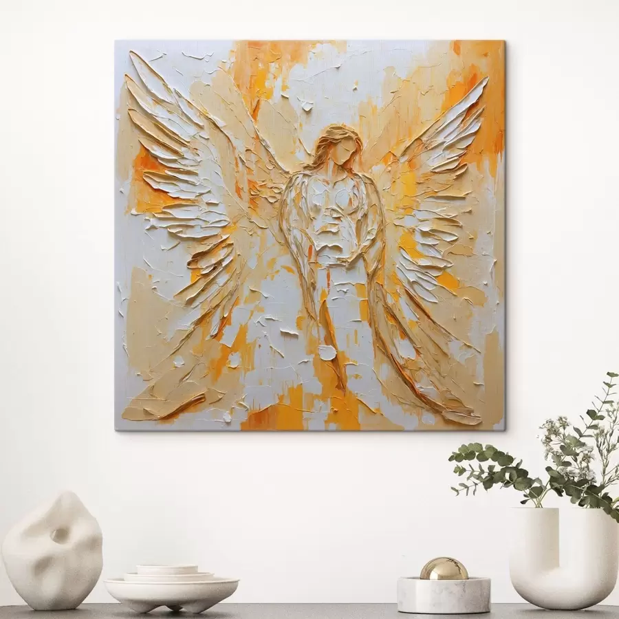 carta da parati Figura di un angelo con ali, realizzata in stile impasto nr. s48808