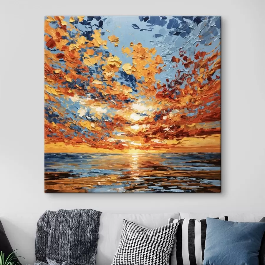 carta da parati Tramonto spettacolare sul mare in stile impasto nr. s48810