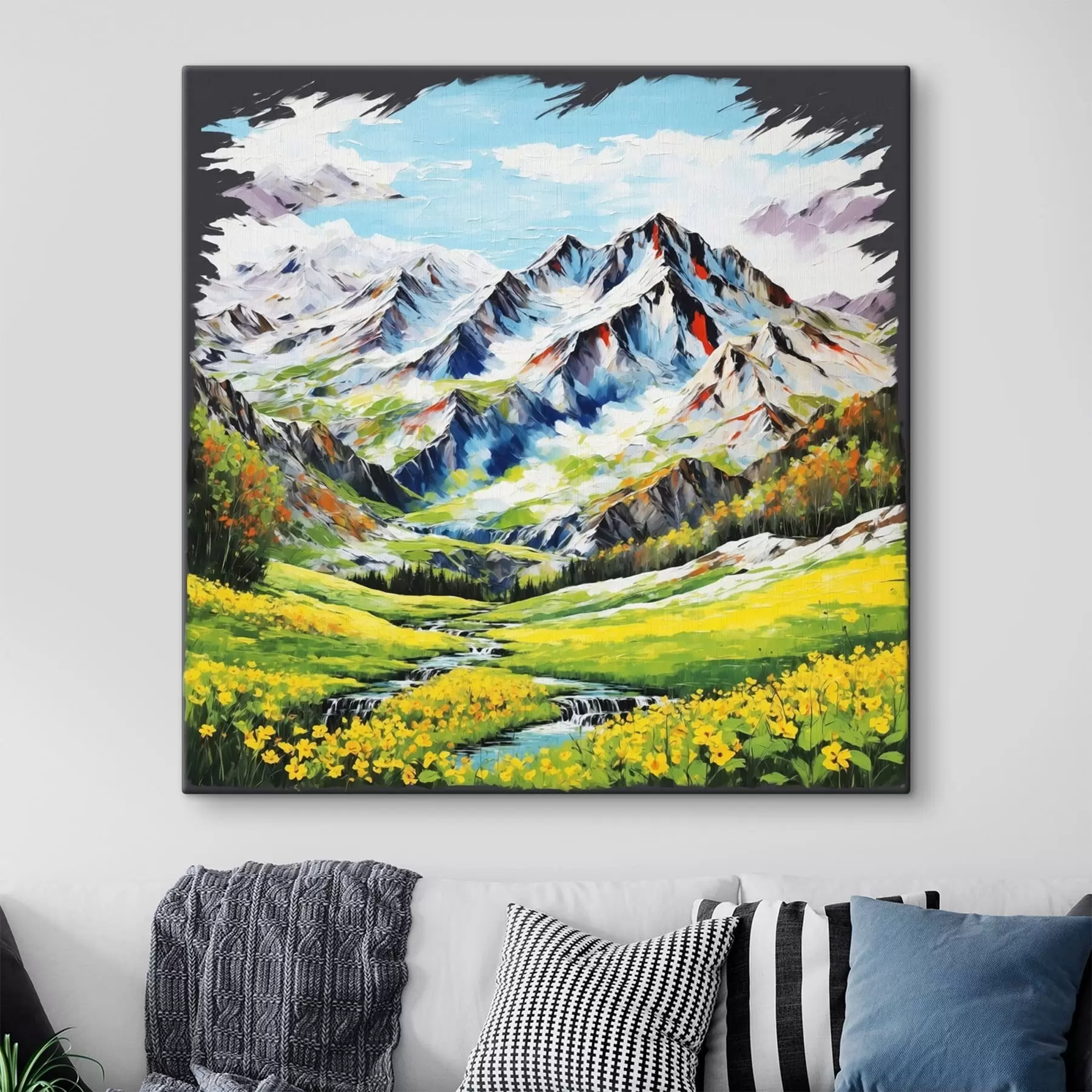 carta da parati Paesaggio montano in stile modernista con pennellate decise nr. s48817
