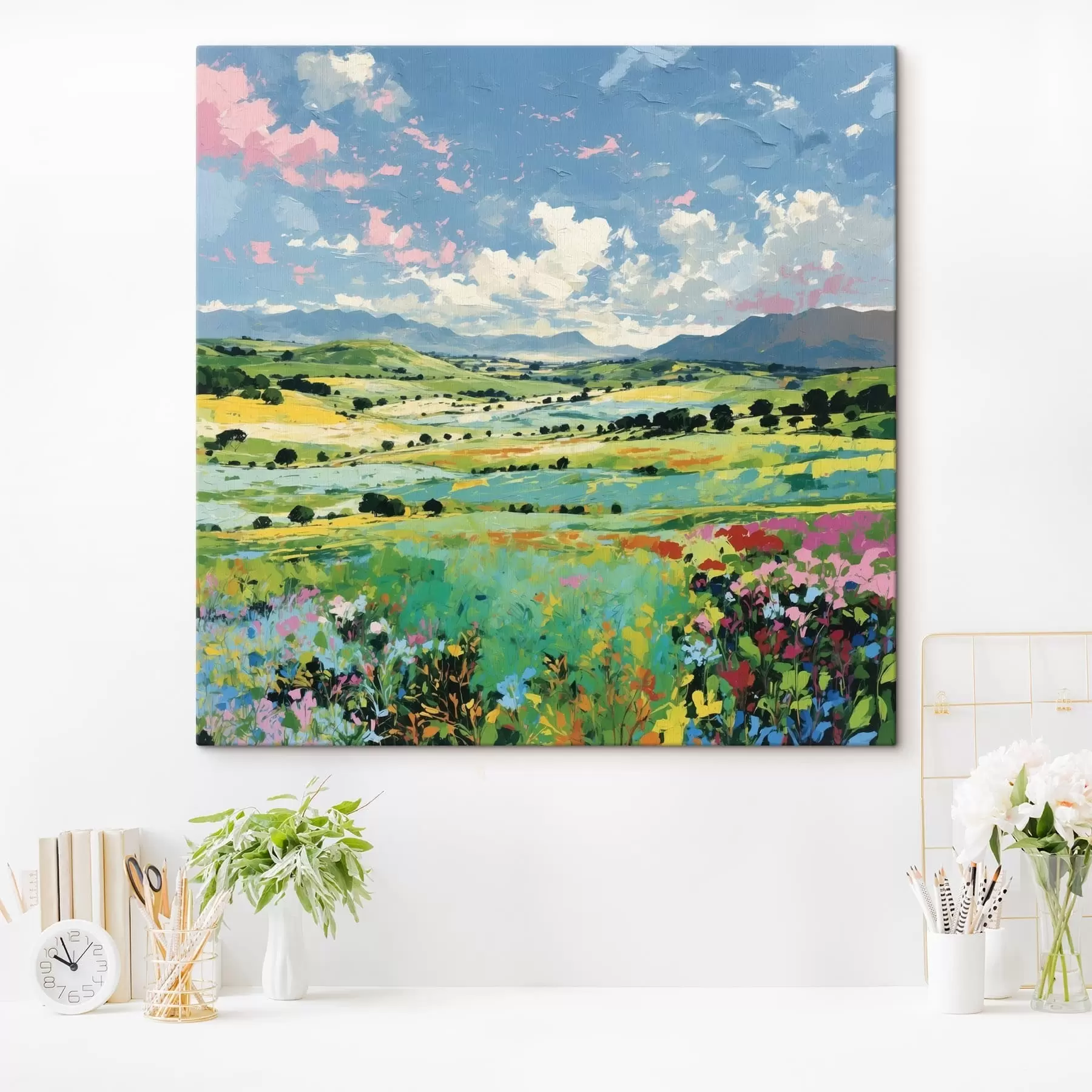 carta da parati L'impressionismo: campi e colline in fiore sotto il cielo nr. s48819