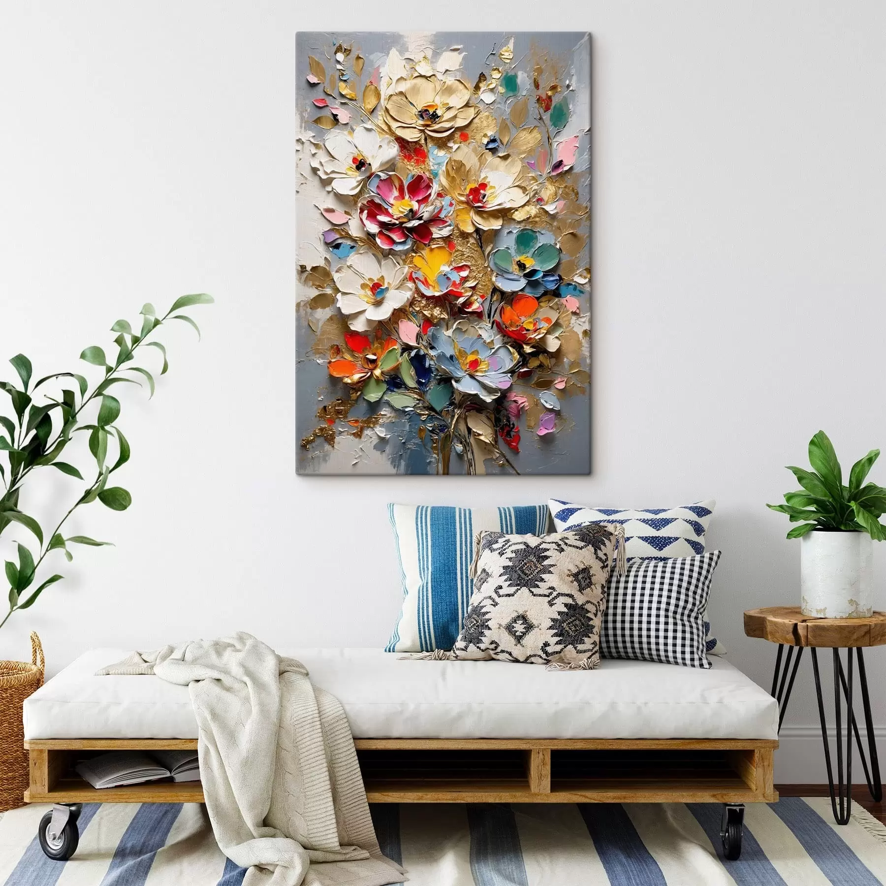 carta da parati Composizione floreale in stile impasto con petali dalla texture particolare nr. s48832