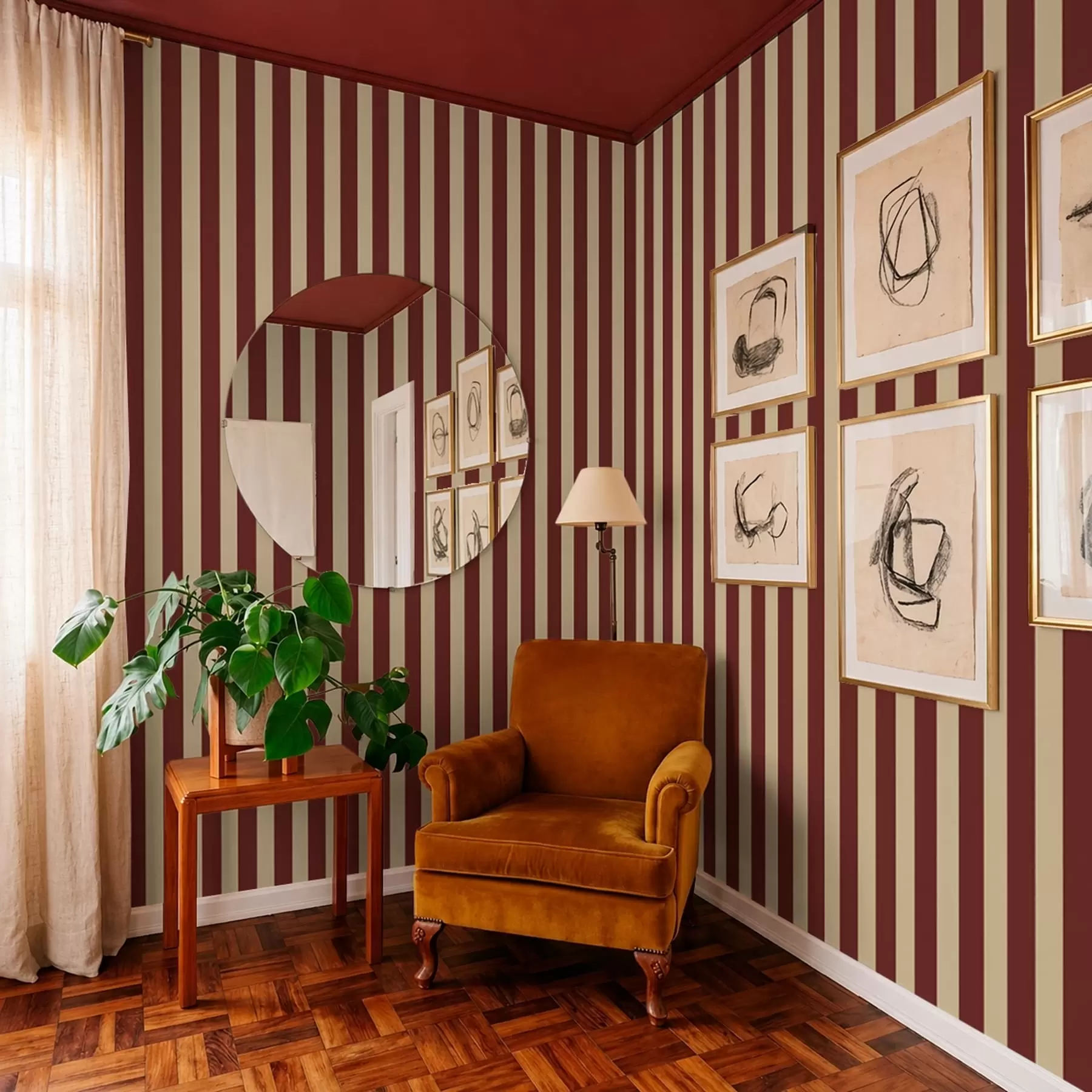 carta da parati Righe verticali rosse e beige nr. a01179