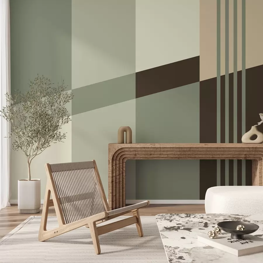 carta da parati Motivi geometrici sobri nei toni dell'oliva, del beige e del marrone nr. w05390